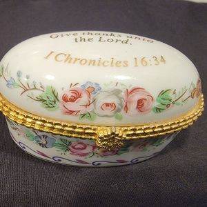Imperial Porcelain Jewerly/Trinket Box with bible verse